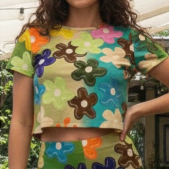 SIEDRES Size S Vintage Inspired Floral Retro Crop Top - BOHO - Picture 2 of 7